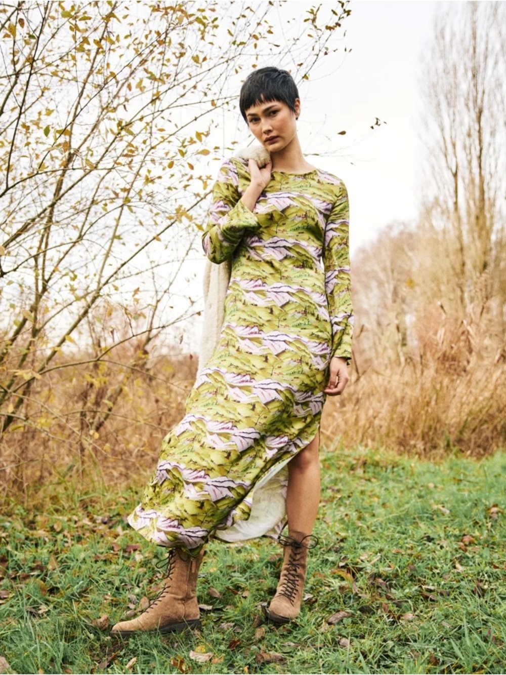 Frnch Green Mountain Printed Maxi Dress
